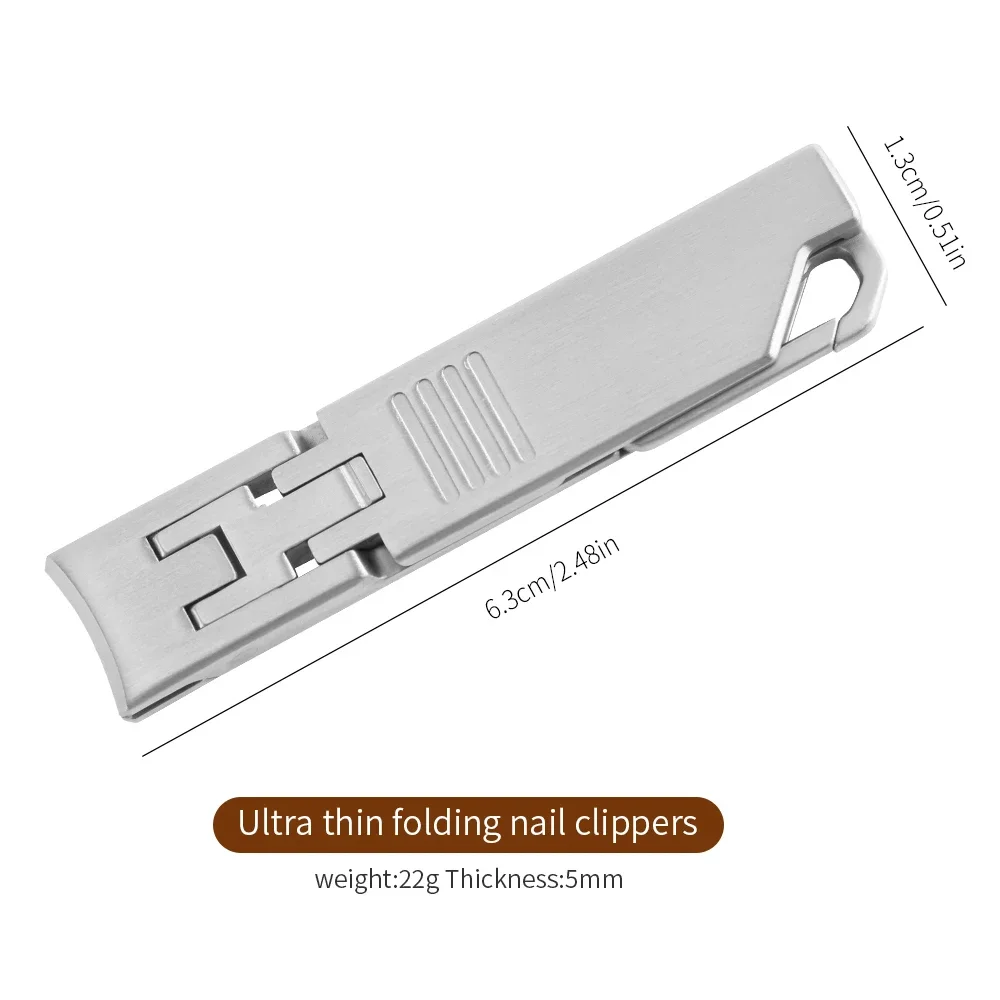 Cortador de unhas portátil ultrafino, cortador de unhas dobrável de bolso pequeno, cortador de mandíbula larga com chaveiro, aparador curvo2028