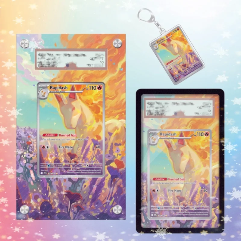 Art Display for Pokemon Rapidash Card PTCG Keychain Anime Game Collectibles Anime Merchandise Acrylic Protective Case Toys Gift