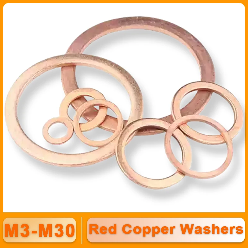 DIN7603 Crush Sealing Washer Red Brass Copper Flat Gasket For Boat M3 M4 M5 M6 M8 M10 M12 M14 M16 M18 M20 M22 M24 M27 M30