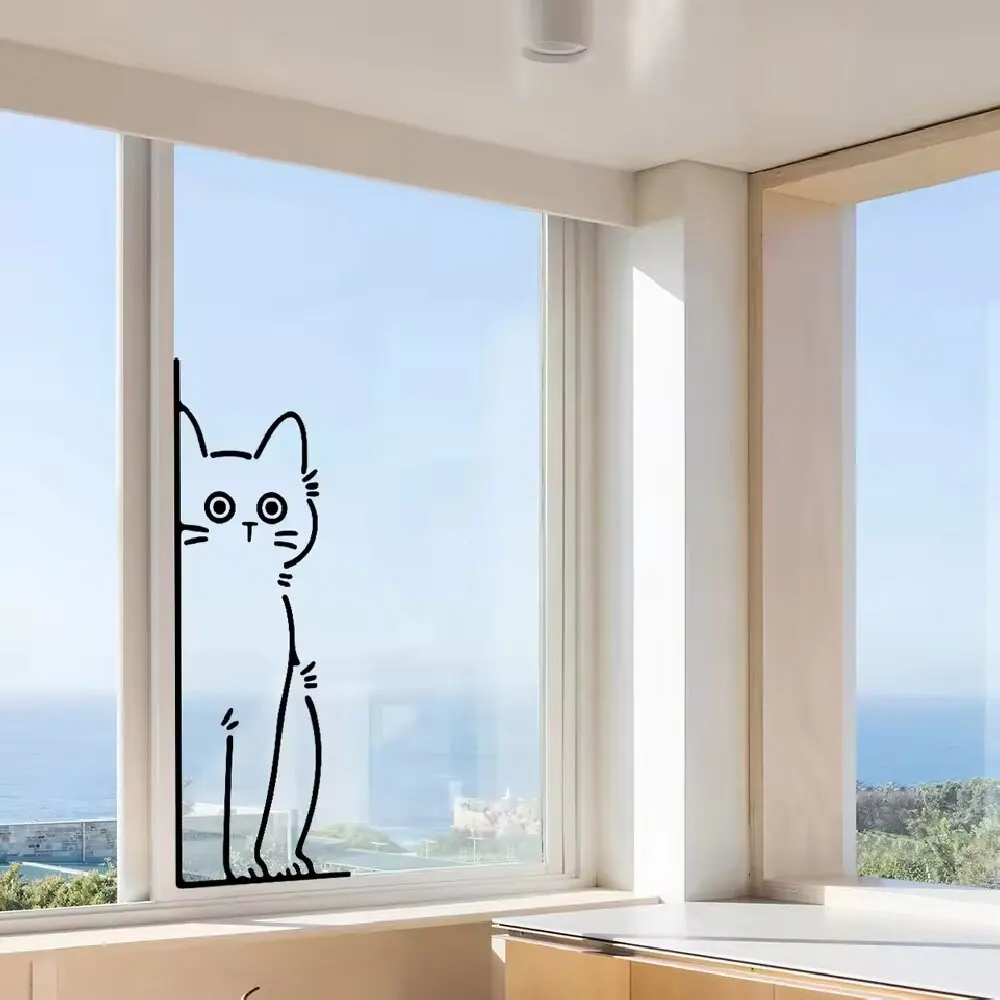 DIY Cute Black Cat Waterpoof Self-adhesive Wall Sticker Home Decoration For Kitchen Fridge Bathroom Kids Room Glass Decals 1/2Pc