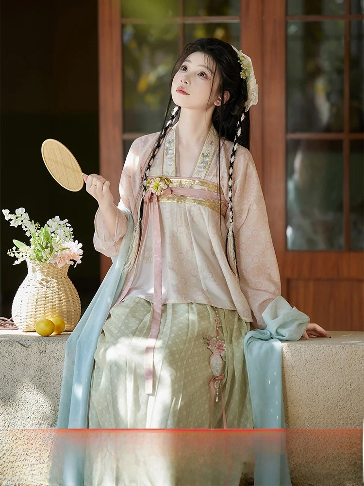 

July Evening Original Hanfu Spring Improved One-Piece Wrap awl Early Spring Women Versatile Hanfu Set Cusizable Size