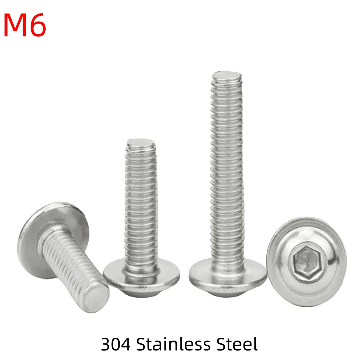 

M6 304 Stainless Steel Half Round Button Flange Head with Washer Inner Hex Socket Allen Screws Bolt