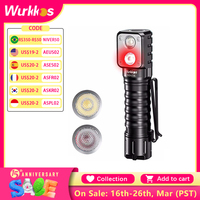 Wurkkos HD15R 18650 Dual LED Headlamp with Red FloodlightRechargeable Flashlight 2000lm with Magnetic Tail Camping Lights