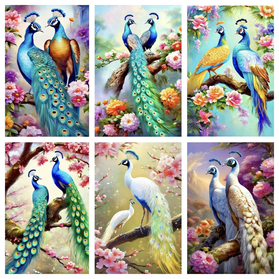 

5DDIY Diamond Painting Peacock Animal Mosaic Embroidery Full Round Square Jewelry CrossEmbroidery Sales Flower Home Decoration