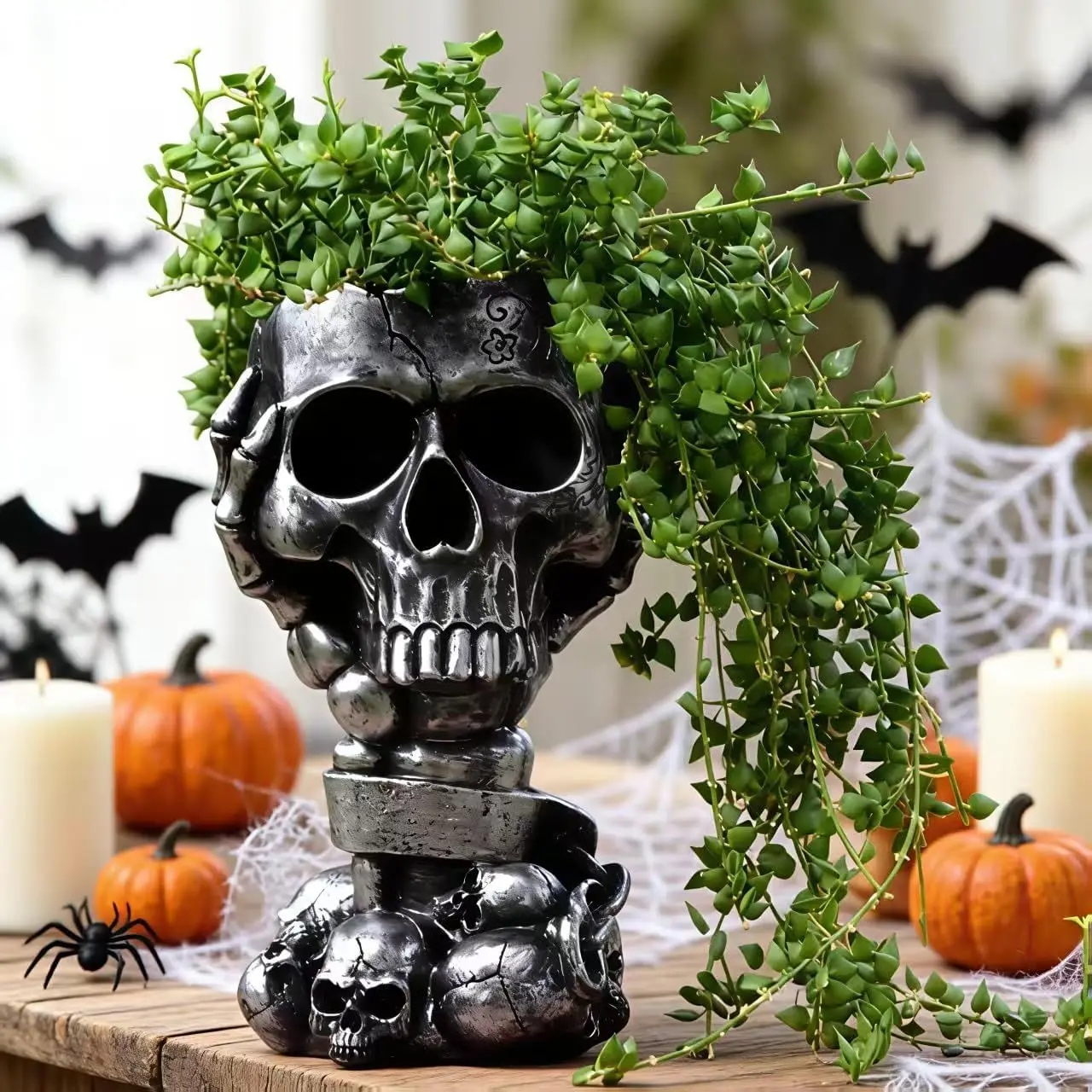 Skull Planter, Gothic Planters for Halloween Decorations Indoor/Outdoor Plants, Goth Flower Pots, Plant Pots
