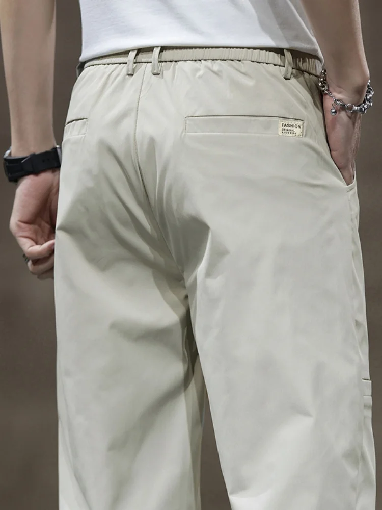 Spring Summer Thin Men's Fashion Casual Pants Loose Straight Ice Silk Quickly Dry Business Trousers Classic Male Clothing Pants