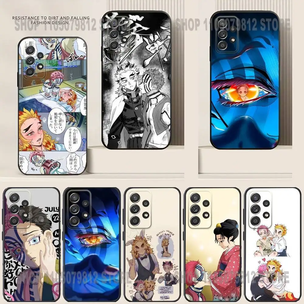 

A-Akaza Rengoku D-Demon-Slayer Phone Case For Samsung S24,21,22,23,30,Ultra,20,Plus,Note,10,9,Black soft silicone case