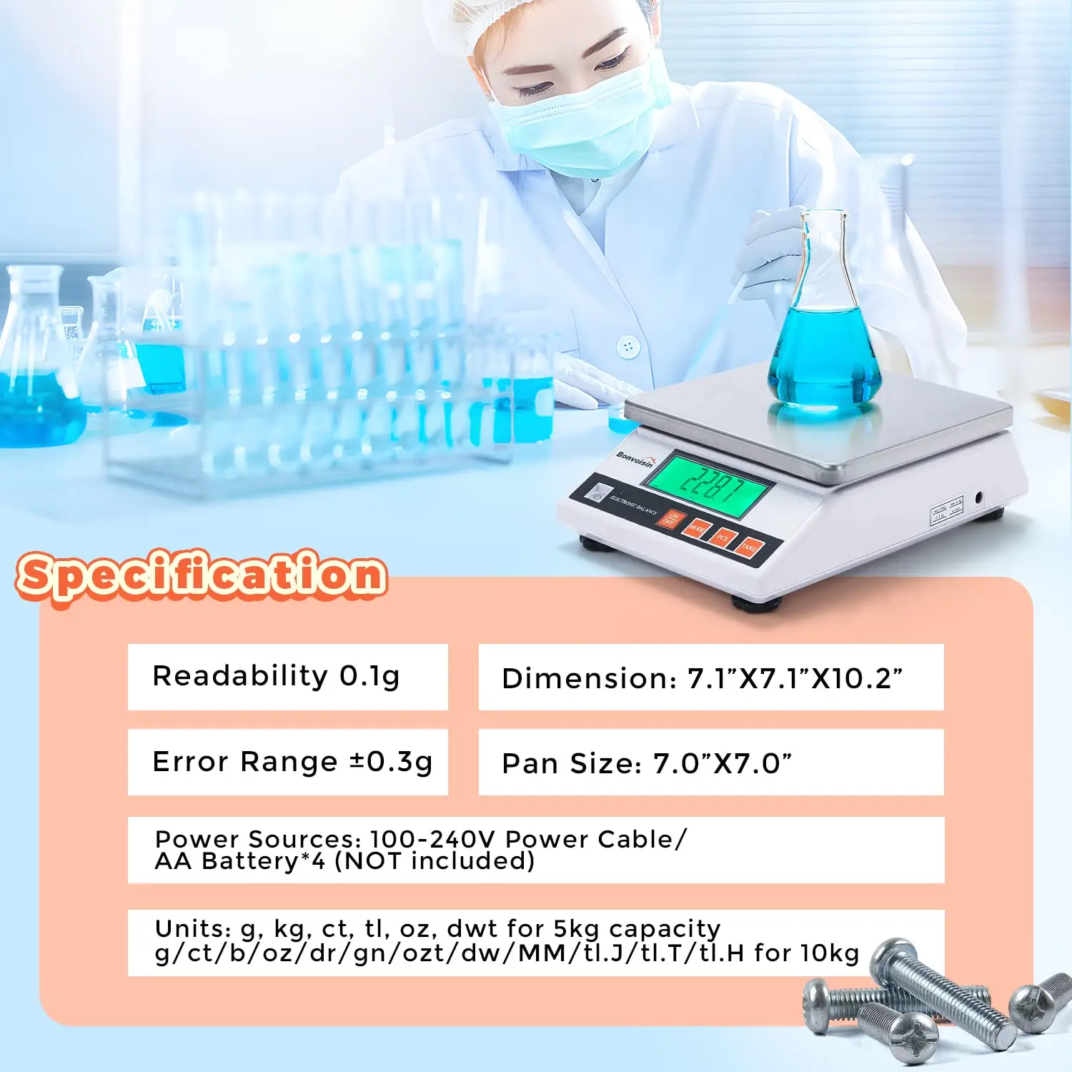 Precision Scale 10kgx0.1g Digital Lab Scale Accurate Electronic Balance Portable Laboratory Analytical Balance Industr