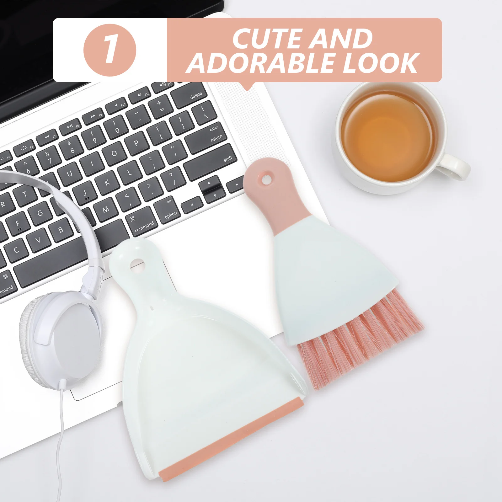 

Mini Broom and Dustpan Set Small Cleaning Tool for Desktop Keyboard Car Vent Detailing Portable Multi-Function