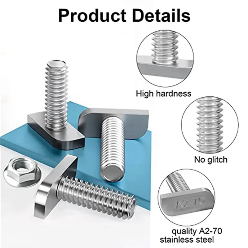 ABLJ 90Pcs T Slot Bolt Replacement,M8 X 20 Screws, A2-70 Rail Track Screws Track Nuts With 90 Flange Nut