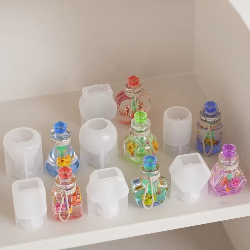 Snasan Small Bottle Silicone Mold Resin Drip Glue Mold Diy Wishing Bottle Lovely Flowing Sand Bottle Making Mould