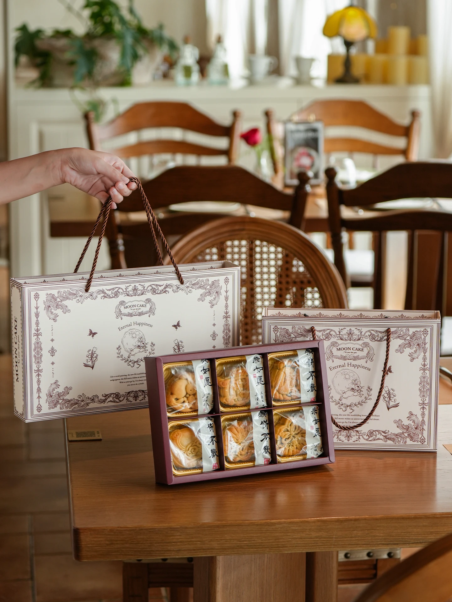 

High-End Mooncake Packaging Box Gift Box 68 Pieces Ice Skin Pastries Empty Box for Baking DIY Kitchen Cooking Tools