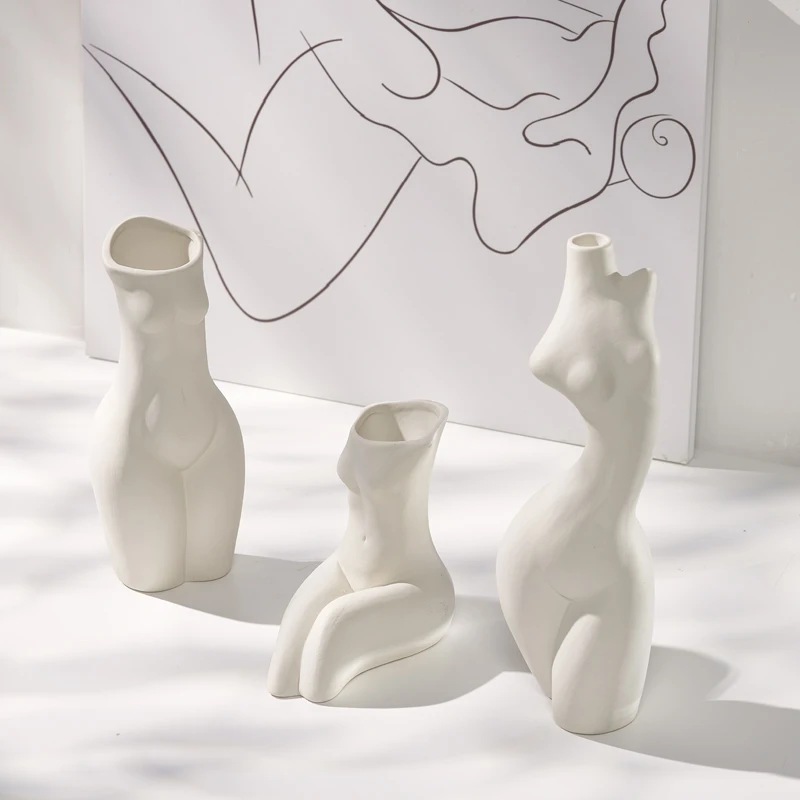 

Shumen Ins Nordic white minimalist creative ceramic dried flower vase for guesthouse exhibition hall flower arrangement home dec