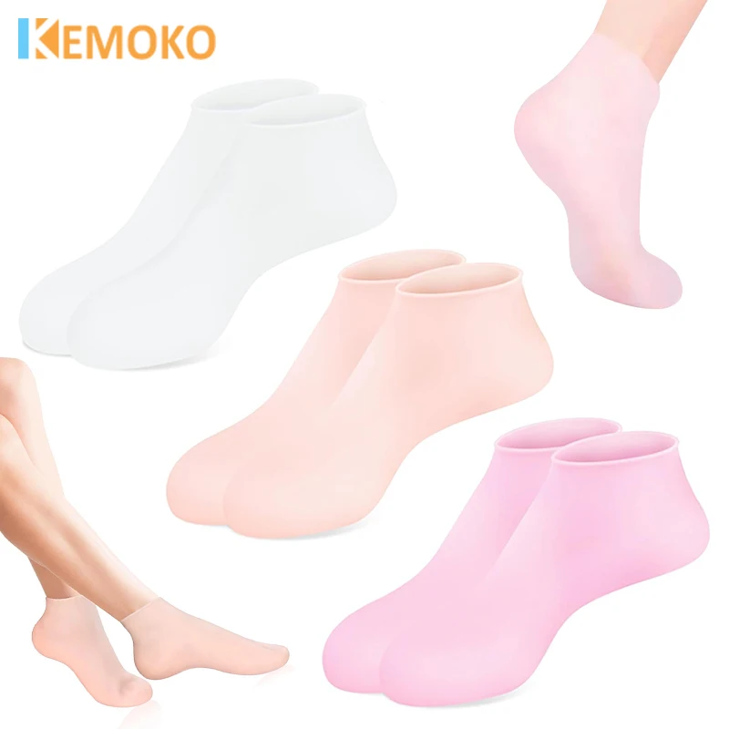 1Pair Moisturizing Silicone Gel Socks for Dry Cracked Feet Nourishing Skin Lubricating Manicure Tool Foot Care Massage Socks