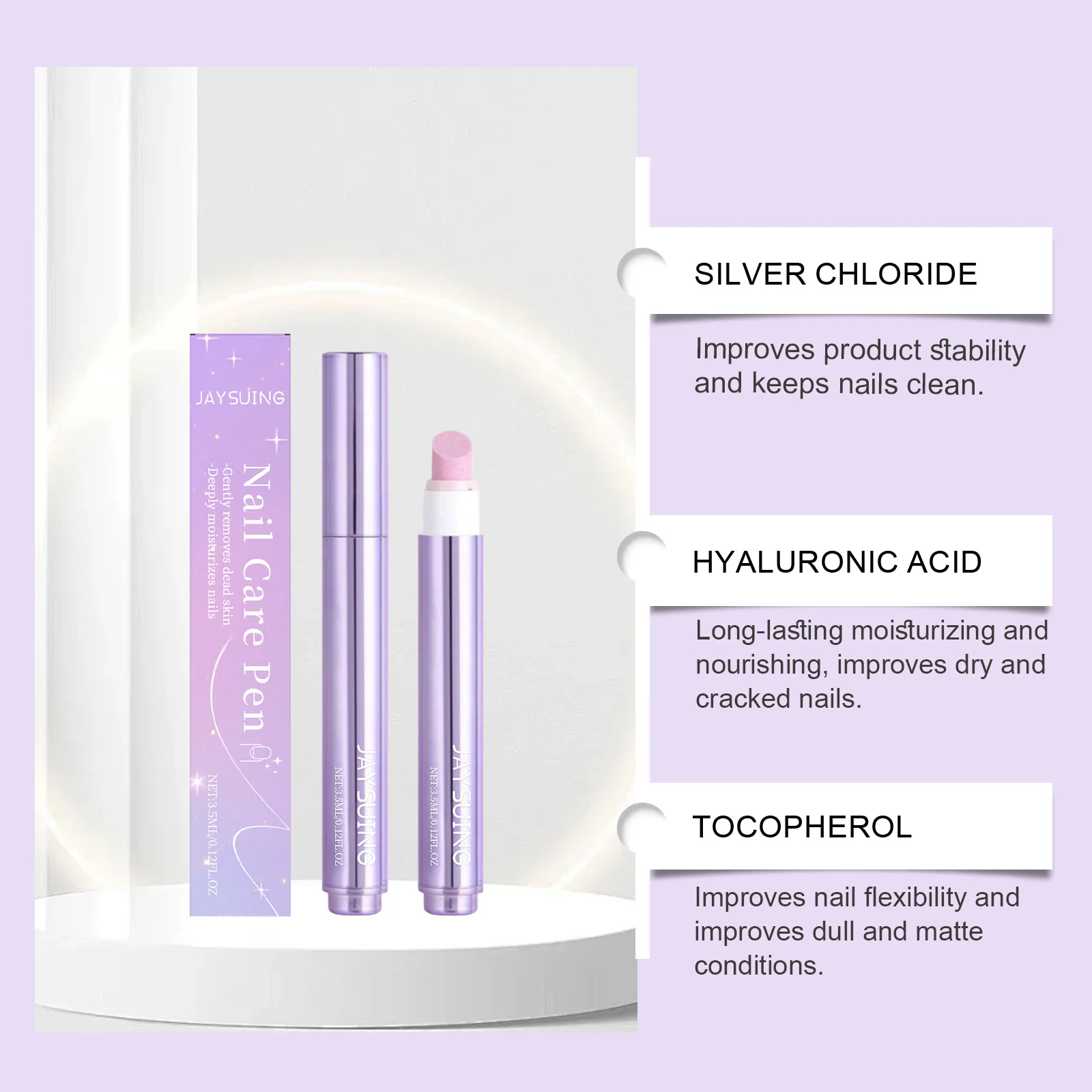 قلم العناية بمصل الأظافر من JAYSUING، قلم العناية بتنظيف الأظافر اللامع لسطح الأظافر الناعم