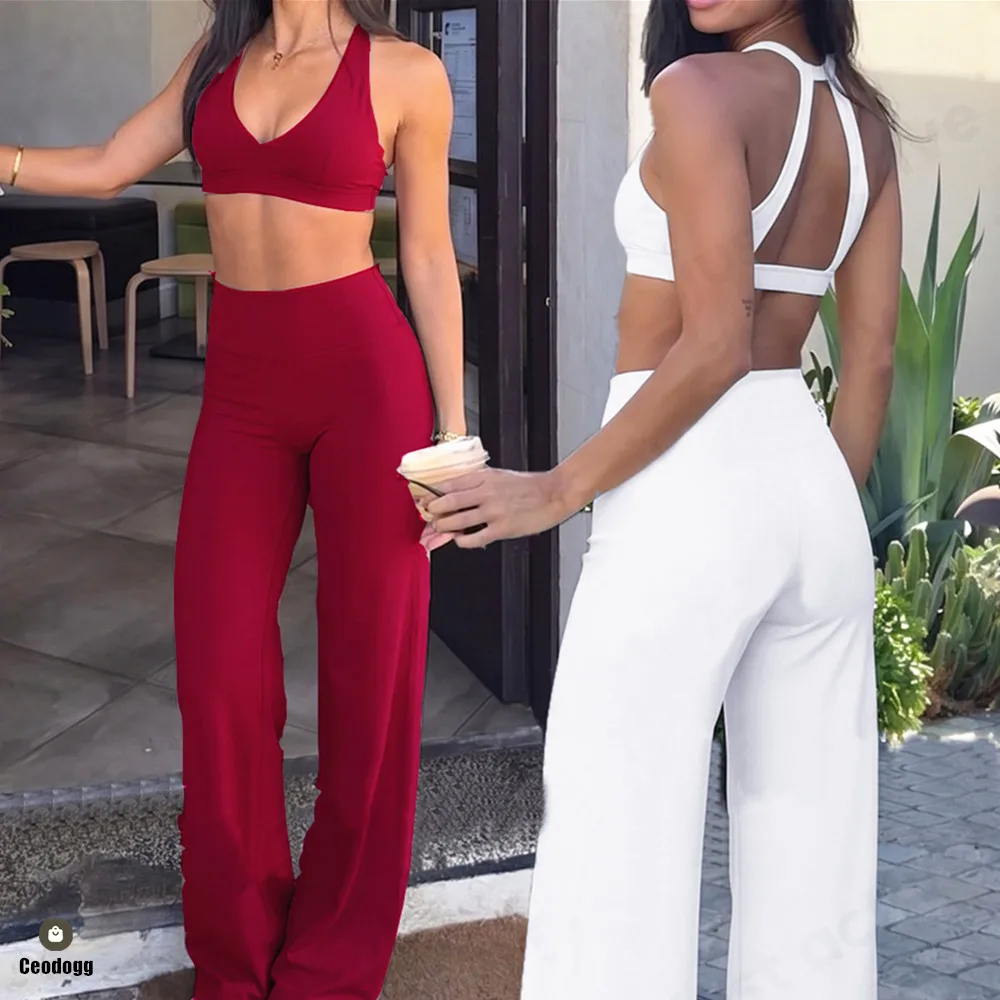Seamless 2PCS Yoga Set Women Sports Bra Gym Workout Clothes High Waist Sport Shorts Straight Leg Pant Athletic Wear XP39