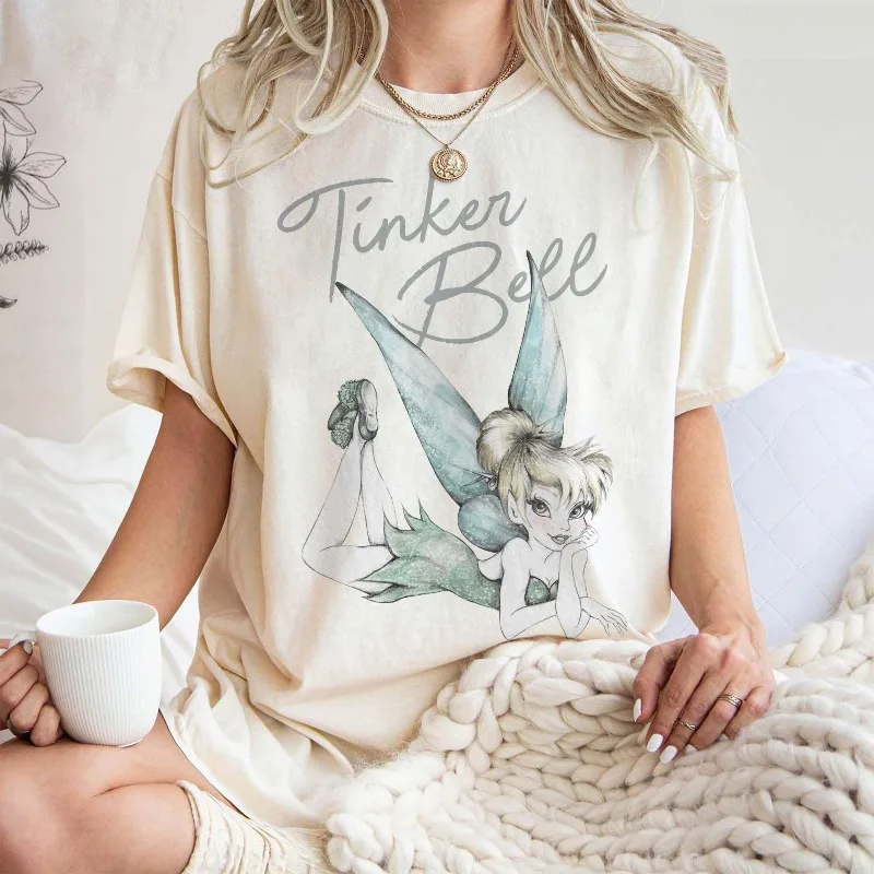 قميص كلاسيكي بألوان مريحة من ديزني تينكر بيل، قميص تينكربيل 1953 نيفرلاند، قميص بيتر بان، قميص سحري خرافي #2