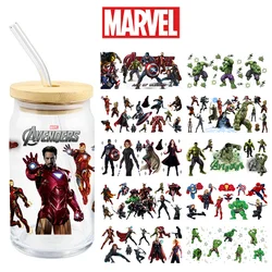 Marvel Iron Man Captain America Cup Stickers UV DTF Waterproof Transfers Decals16oz Libby Glass Cup Scratch Resistant Stickers