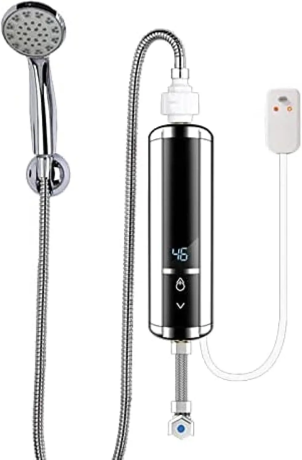Electric Instant Water Heaters, 3500W Tankless Water Heater, Shower Set Thermostatic, LED Digital Display for Home Bathroom, Fam
