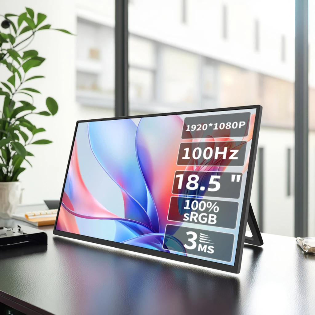 Portable Monitor 15.6-inch FHD 1080P Ultra-Slim Travel External IPS HDR Gaming Display 4ms Response 60Hz Kickstand & Speakers