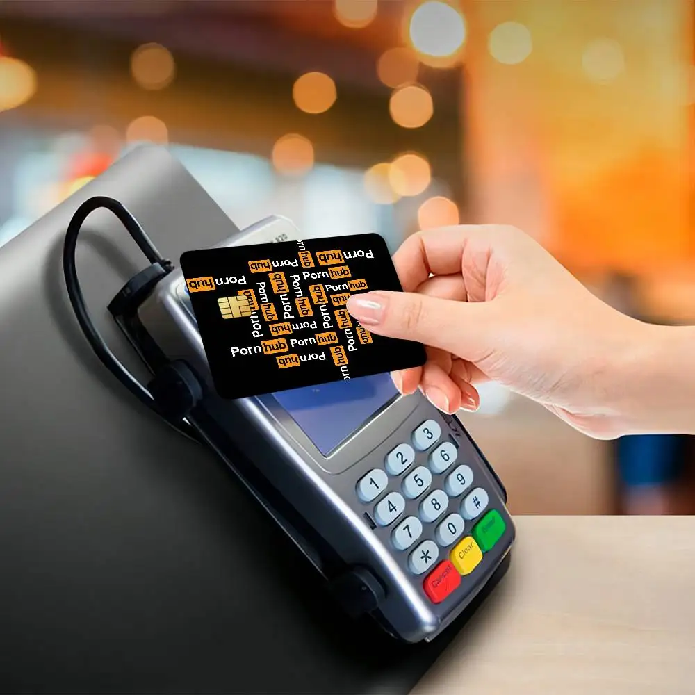 مضحك P-Pornhub-S بطاقة ملصقات مقاوم للماء فيلم الجلد غطاء 4 قطعة ملصقات بطاقة الائتمان الخصم الجبهة الديكور البنك مترو الانفاق تمرير #5