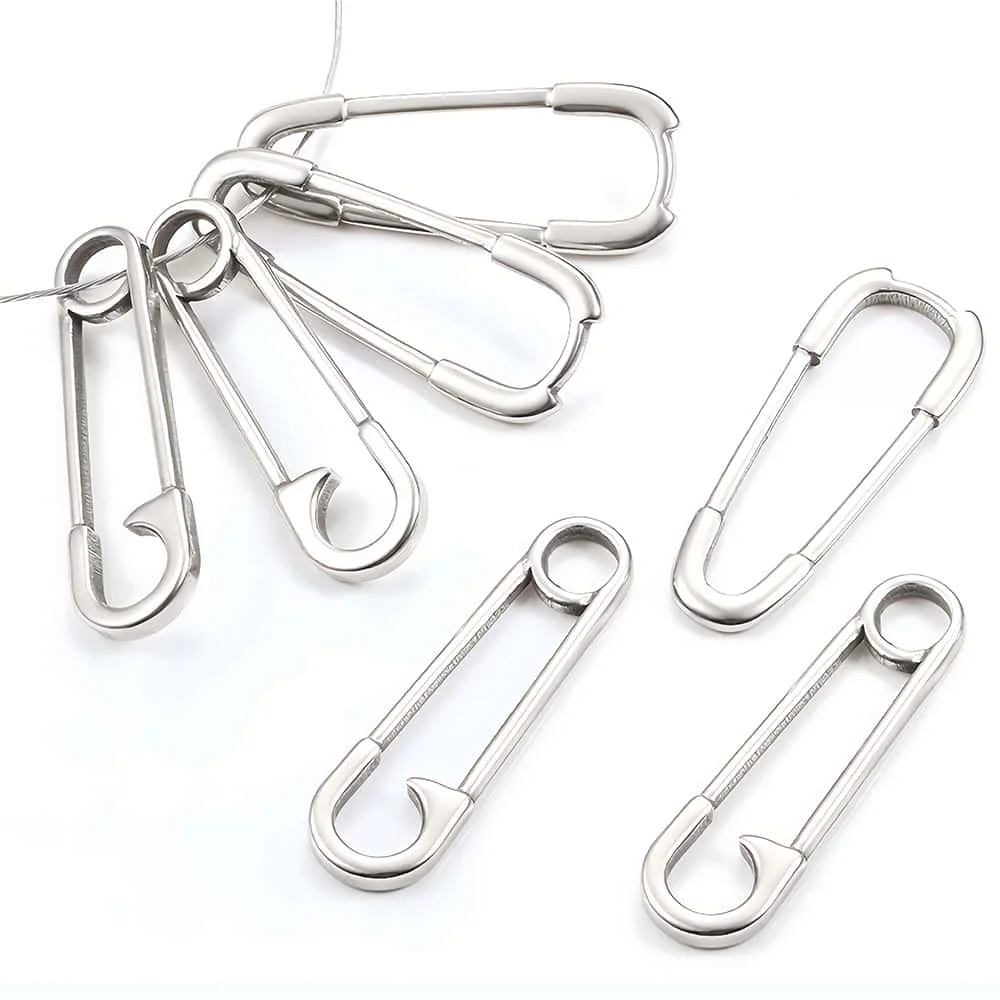 2 Stücke Edelstahl-Anhänger in Form einer Büroklammer für Schmuckherstellungszubehör DIY Halsketten- und Armbandzubehör – Detail 2