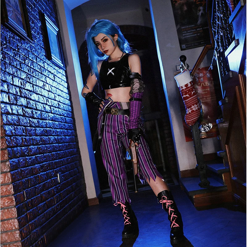 Game LOL Jinx Cosplay Loose Cannon Cosplay Outfit Wig Sexy Women Carnival Costume Shooter Loli Halloween Party Roleplay Suit