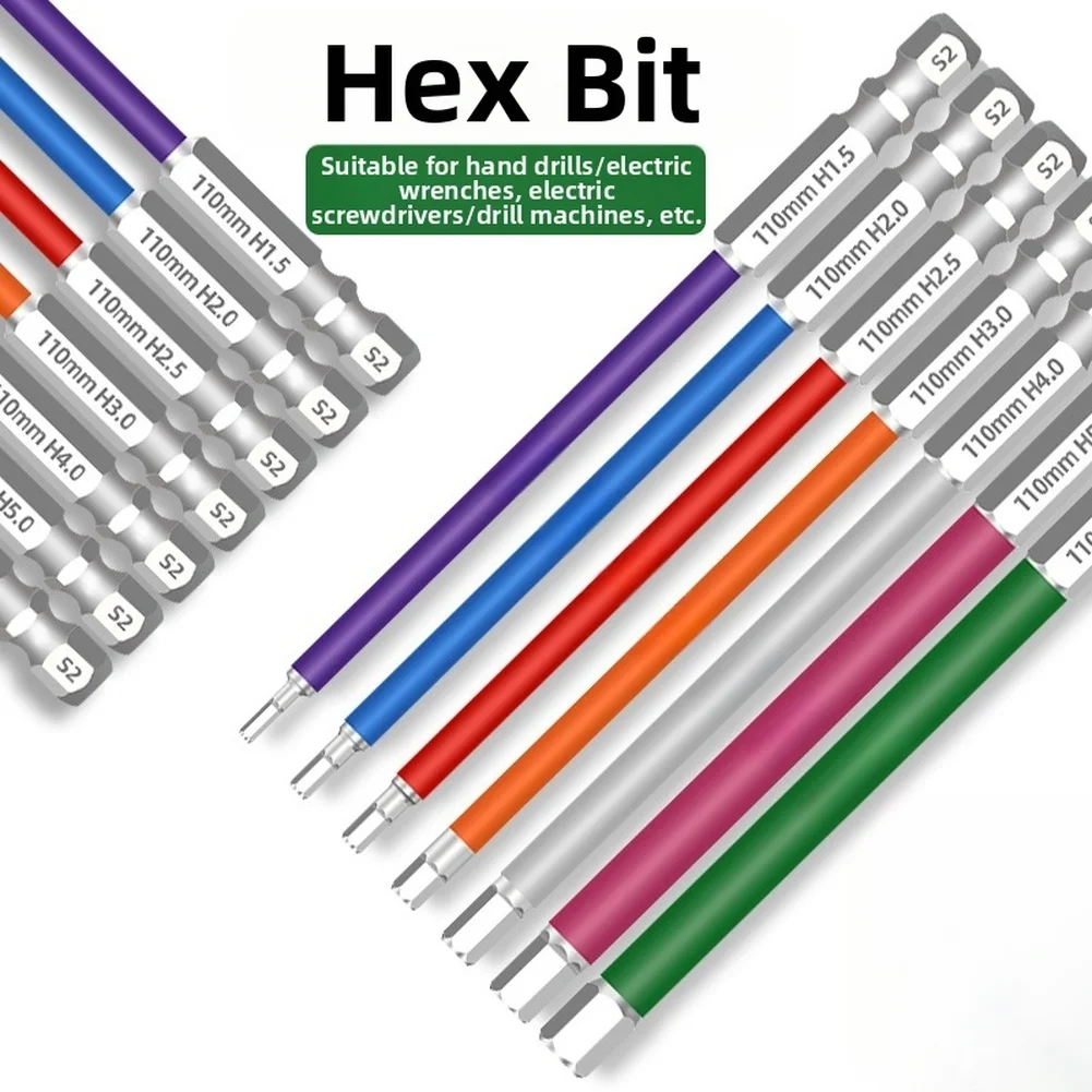 110mm Extended Colorful Hex Screwdriver Bits Set FOR IMPACT Resistant Anti-Slip Special Slotted Cross Screwdriver Bits  ﻿