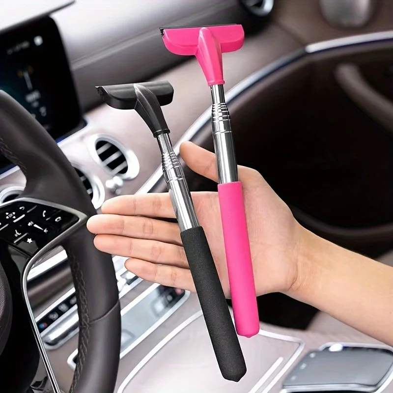 2pcs Scalable portable wiper: perfect for cleaning car rearview mirrors, gas station windows, shower windows, and windshields!