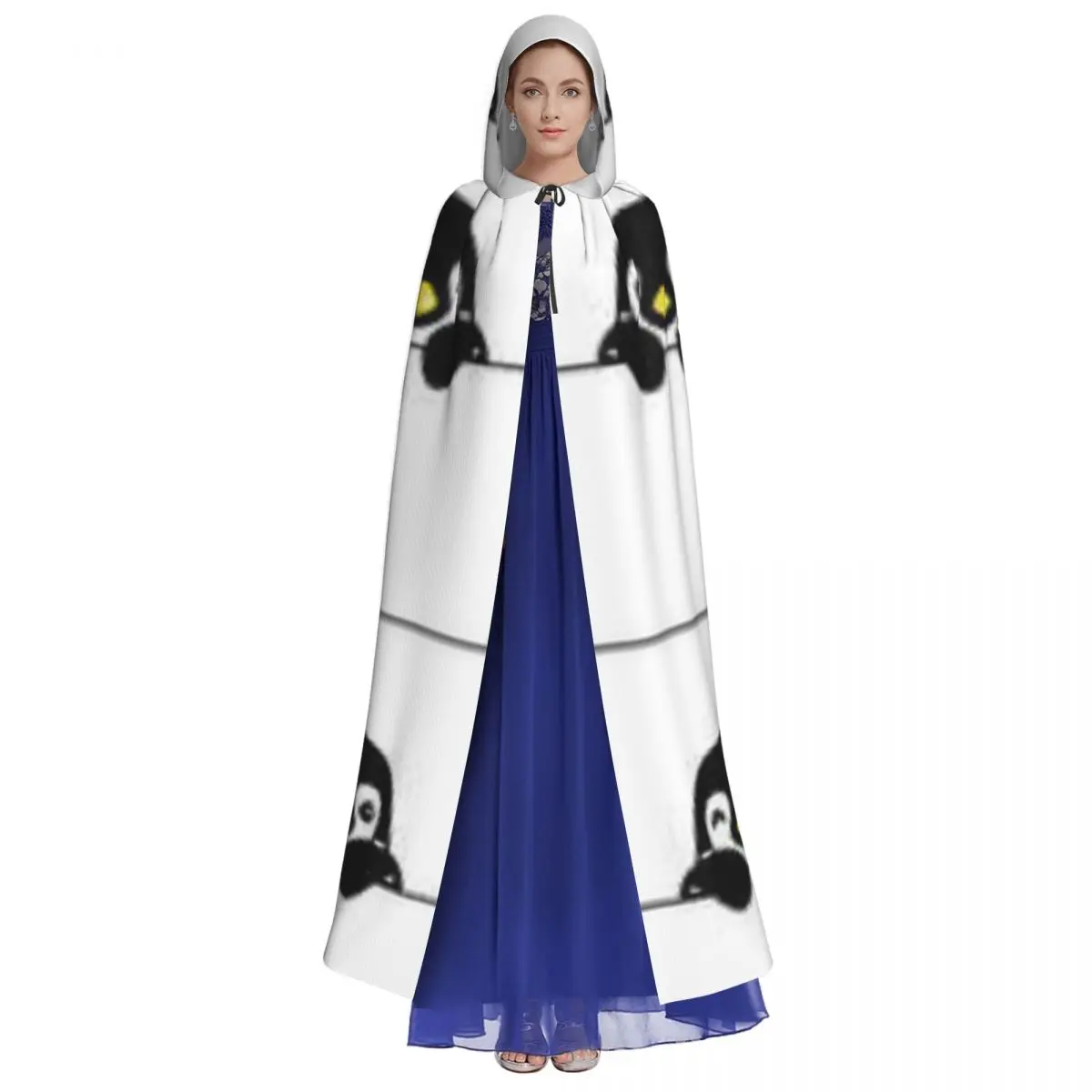 Cute Penguin Cloak Hooded Cosplay Costume Halloween Adult Long Party Cape