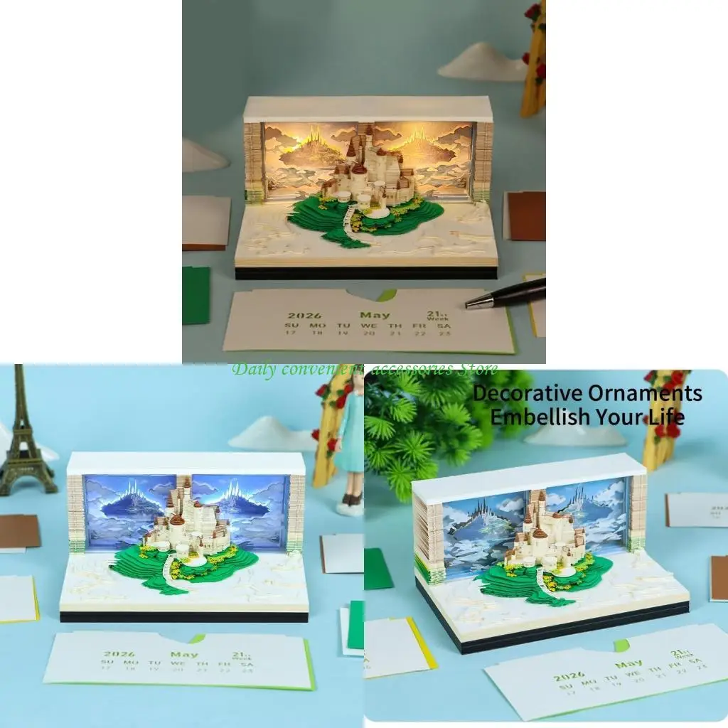 

97QB Portable Heaven Alcazar Desk Calendar Battery Powered Illuminated Pocketbook For Night Use