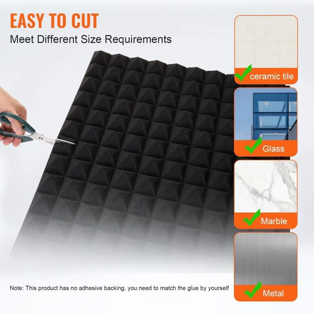 4-Pack High-Density Acoustic Foam Panels 48x24x2 Inches Sound Absorbing for Studio Walls and Ceilings Home Audio Improvement
