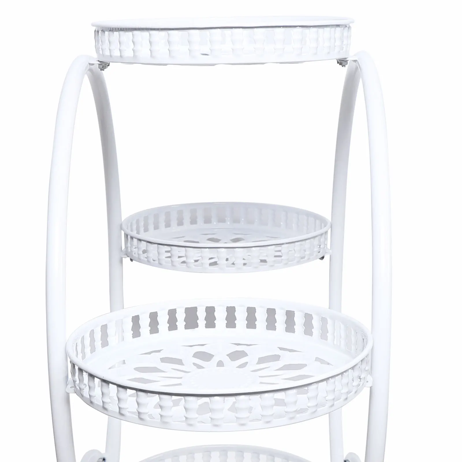 4-layer White Flowerpot Rack with Rollers Potted Display Stand with 9 Trays High Load-bearing Plant Frame