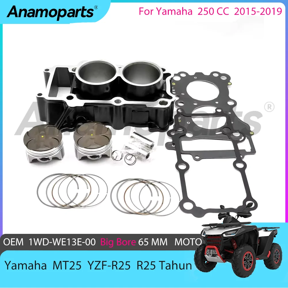 Big Bore 65 mm Moto Cylinder Piston Gasket Rebuild Overhaul For 2015-2019 YAMAHA YZF-R25 YZFR25 Tahun MTN 250 cc 1WD-WE13E-00