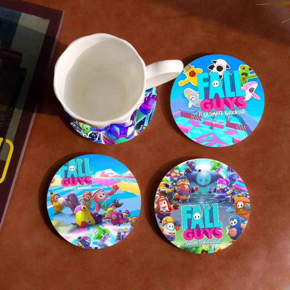 F-Fall G-Guys Natural Wood Coaster Creative Cartoon Absorbent Cushion Coffee Mug Bowl Cushion Insulation Cushion