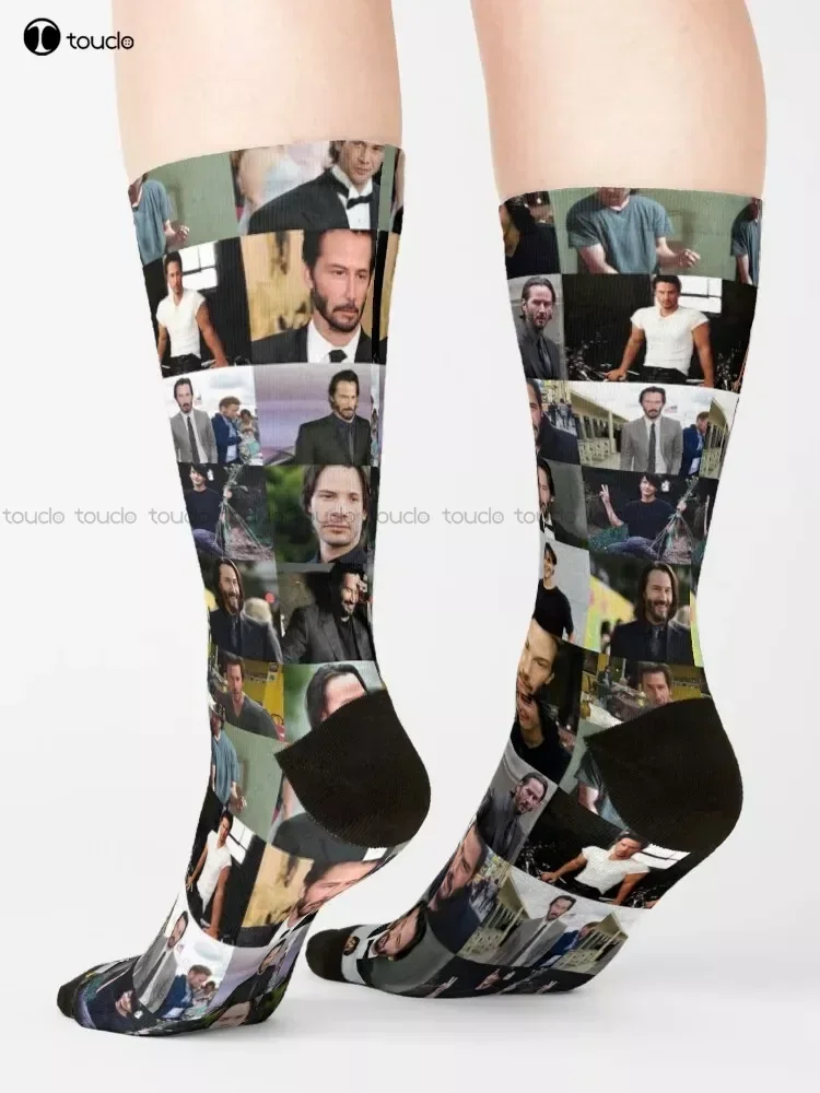 Keanu Reeves Collage Socks Personalized Custom Unisex Adult Teen Youth Socks 360° Digital Print Custom Gift Streetwear