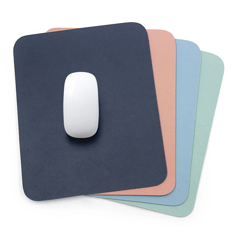 Simple Solid Color PU Leather Mouse Mat Anti-slip Waterproof 25*21cm Mouse Pad School Supplies Office Accessories