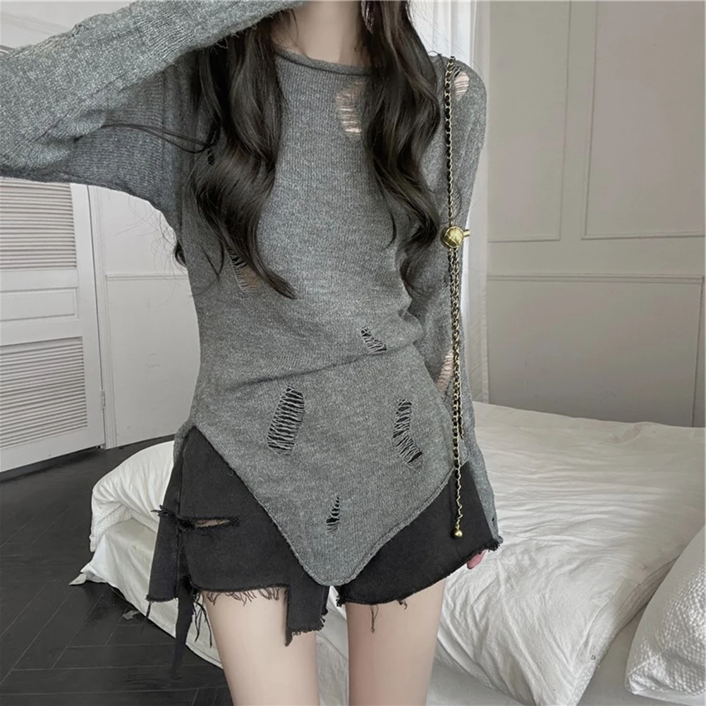 

Perfect For Spring 1 Size Hollow Knitted Pullover Casual Street Style Pullover Womens Sweater Vacations Or Daily Wear
