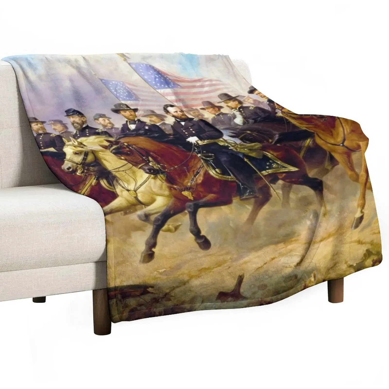 Grant and His Generals by Ole Peter Hansen Balling (1865) Throw Blanket decorative Thermal Blankets