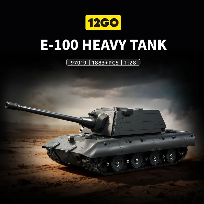 

Тяжелый танк E-100, MOC, 1883 детали, версия с башней Krupp, DIY, масштаб 1:28, немецкая модель из кирпичиков, подарок для любителей военной техники