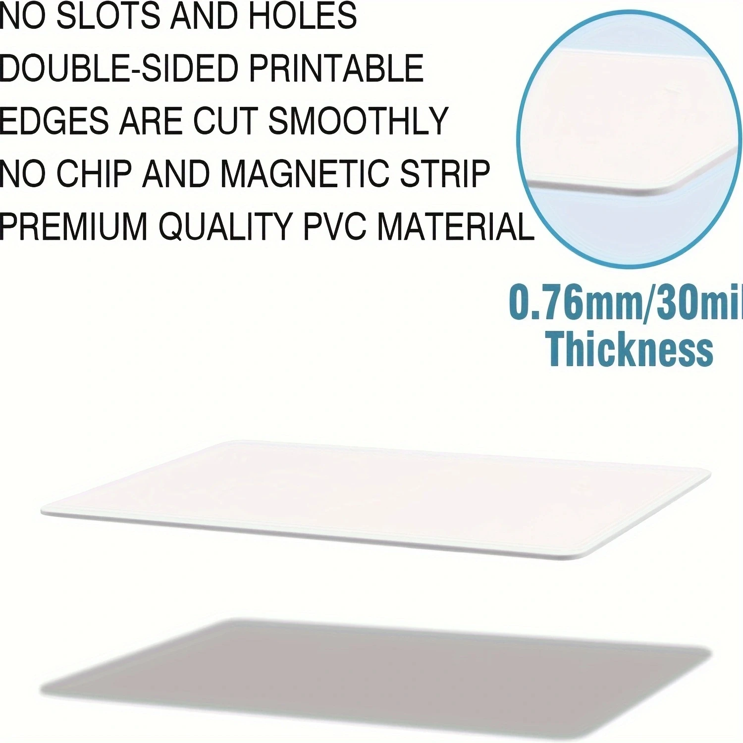 50 قطعة عالية لامعة فارغة بولي كلوريد الفينيل بطاقة الأعمال تصميم شعار اسم شكرا لك بطاقة الهوية مقاوم للماء وطباعة مزدوجة الجوانب وليس بطاقات NFC