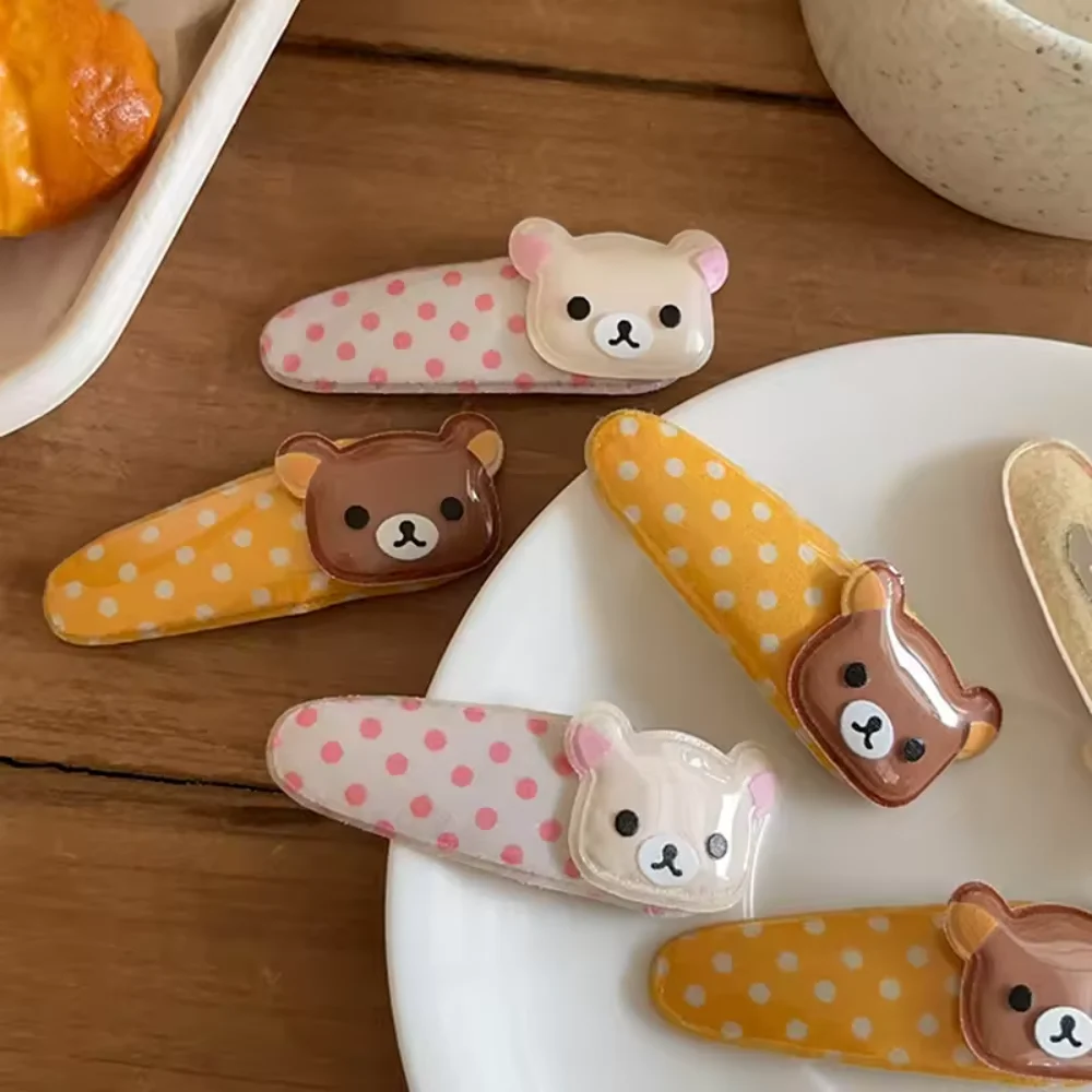 1/2Pcs Rilakkuma Cartoon BB Hair Clips, Kawaii Wave Point Bangs Side Hairpin, Cute Sweet Versatile Hair Accessory Birthday Gift