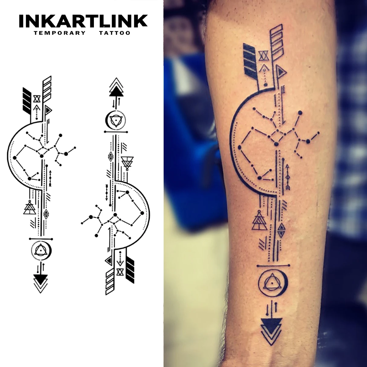 Minimalist Art temporary tattoo sticker, waterproof magic tattoo, lasts to 15 days fake tattoo, semi permanent tattoo