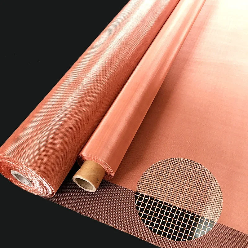 

100x100cm Pure Copper Woven Wire 10-200 Mesh Shielding Fabric Metal Copper EMF Screen Anti Radiation Net Filter Lab Dental