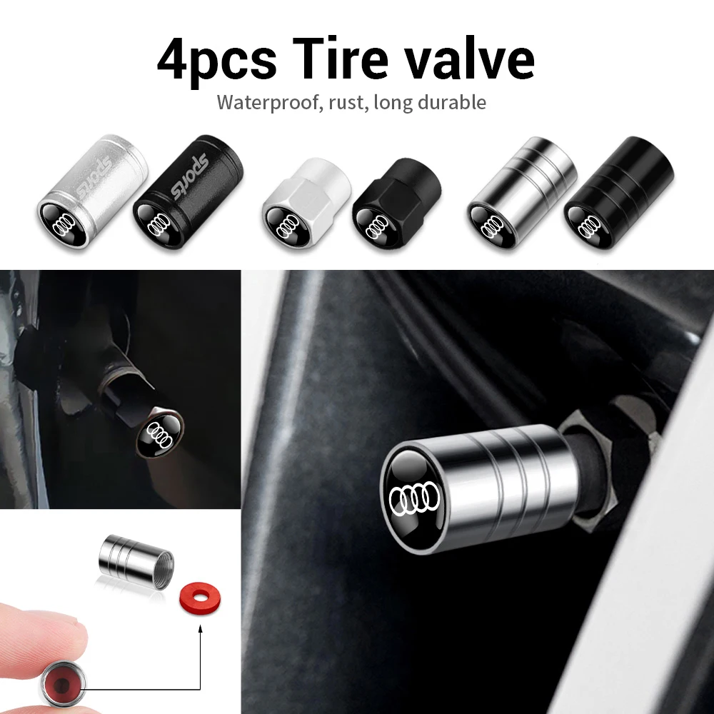 

Car Styling 3D Metal Wheel Tire Valve Stem Caps Accessories For Audi SLine A5 TT A4L Q3 Q5 Q7 A8L A3 A4 A7 A1 S3 S4 S7 S6 RS A6L