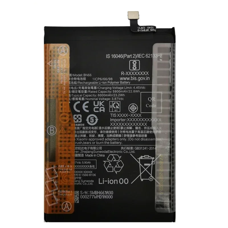 100% Original New High Quality Replacement Battery BN66 For Xiaomi Mi POCO C40 Rechargeable Phone 6000mAh Batteries Bateria