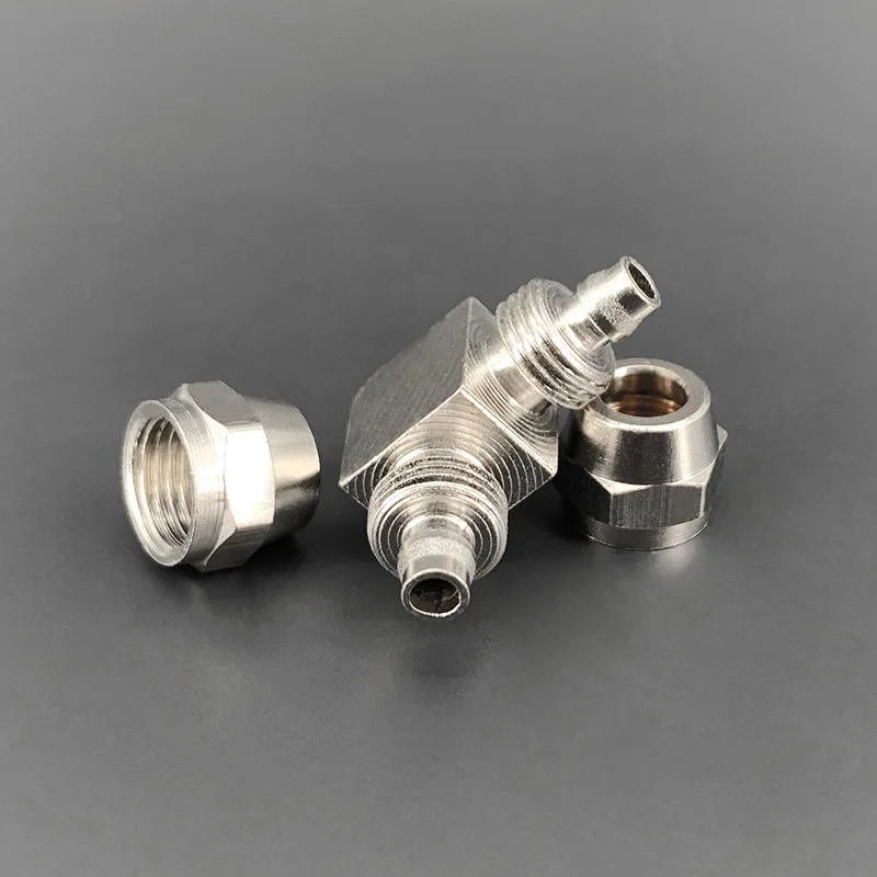 PV-4 6 8 10 12 14 16ミリメートルに1個銅ニッケルメッキクイックツイスト直角pv pneumaticl管継手肘二重接続