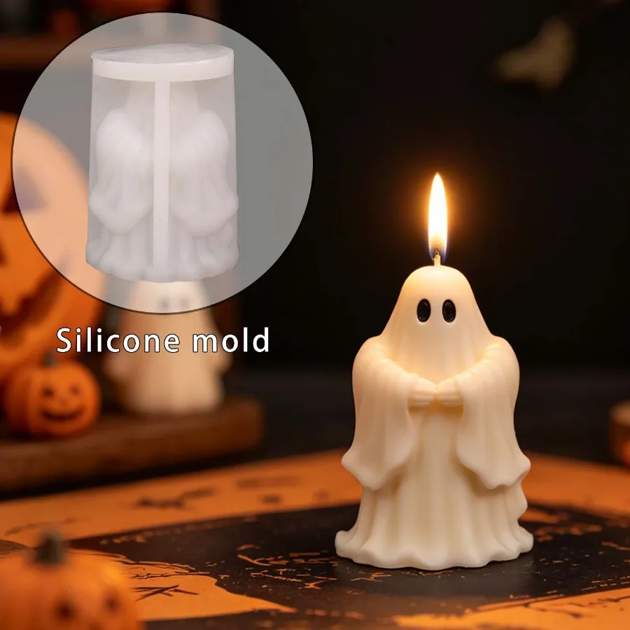 Saluting Gesture Ghost Silicone Candle Mold, DIY Mold for Handmade Candles, Soap, Plaster Products Cement Crafts, Halloween Gift