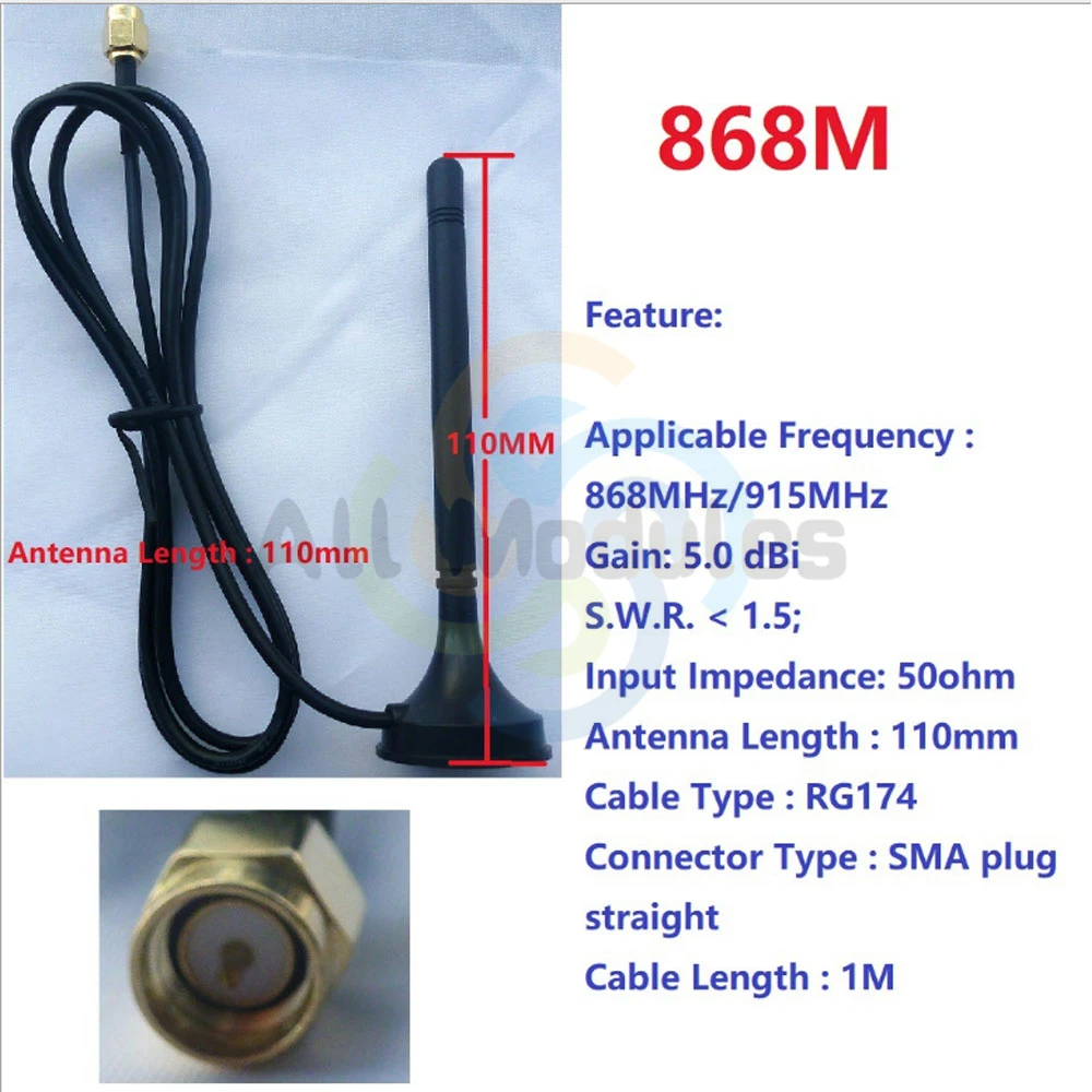 DC 5V RT18A01 RS485 Transceiver Wireless Repeater 485 Master-slave control 433M 868M FSK Uhf Module Suction Cup Antenna