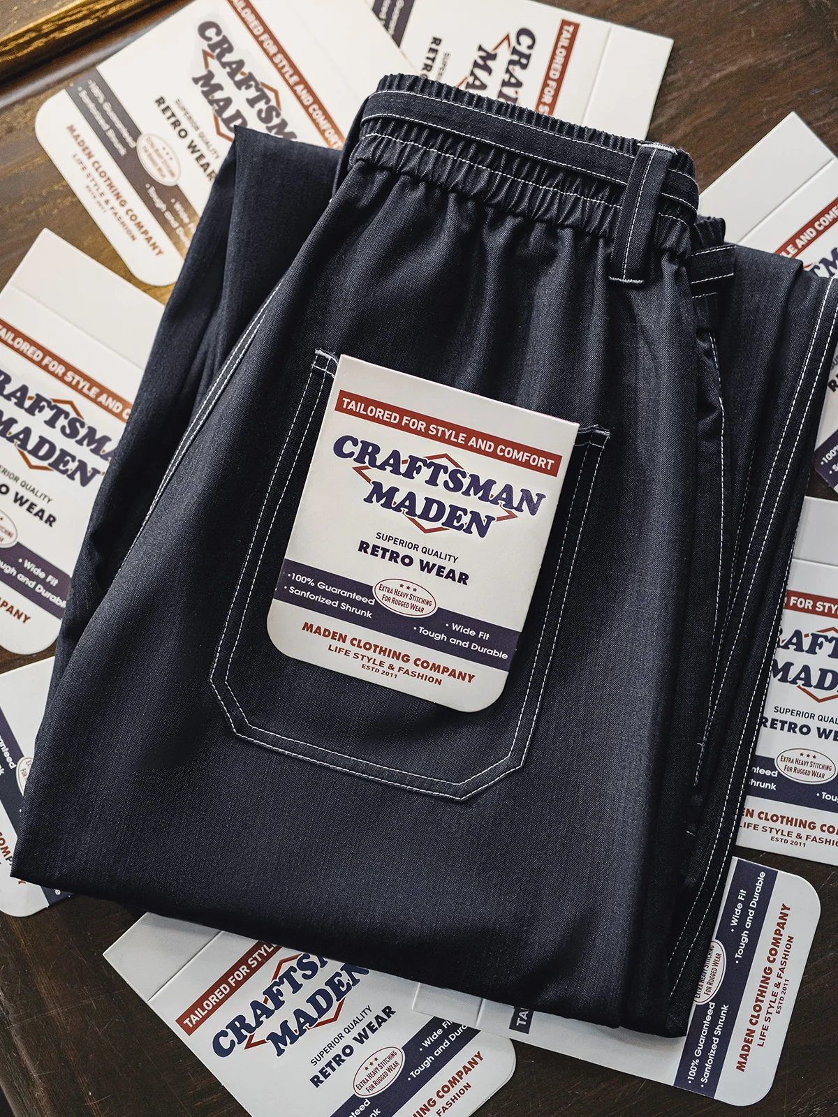 

Maden Casual Loose Straight Leg Denim Pants Men's Autumn Spring Season Breathable Polyester Fiber Straight Tube Jeans